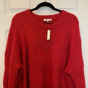 Madewell Cropped Red Knit Sweater